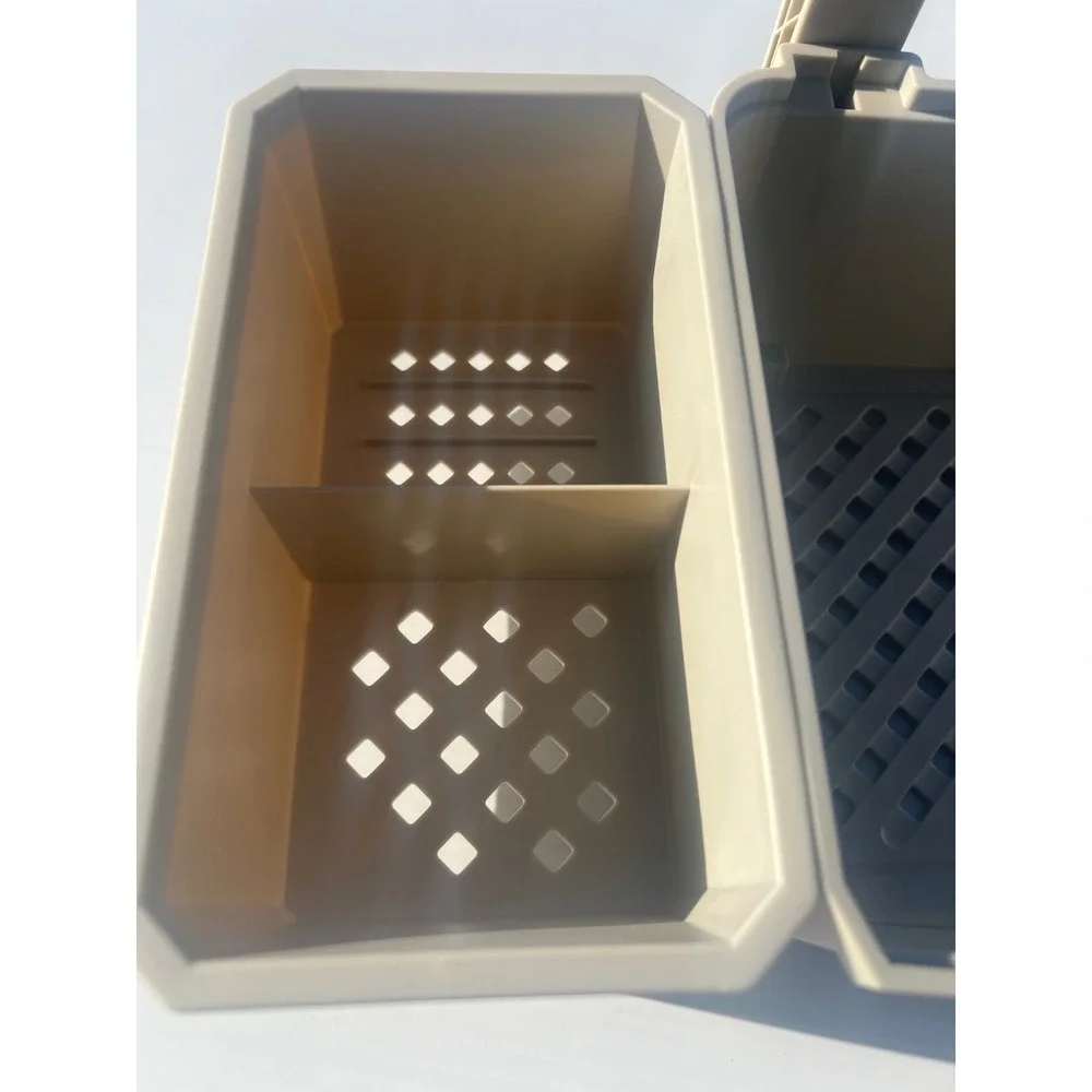 AquaJoyer Poolside Storage Basket Above Ground Pool Organizer Tan Plastic Caddy